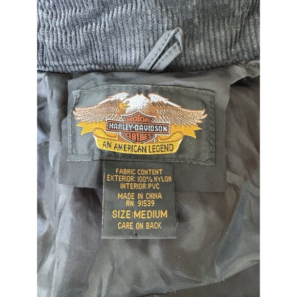 Harley Davidson Mens Medium Nylon Motorcycle Biker Jacket Black Orange /Lg Pants - Picture 6 of 12